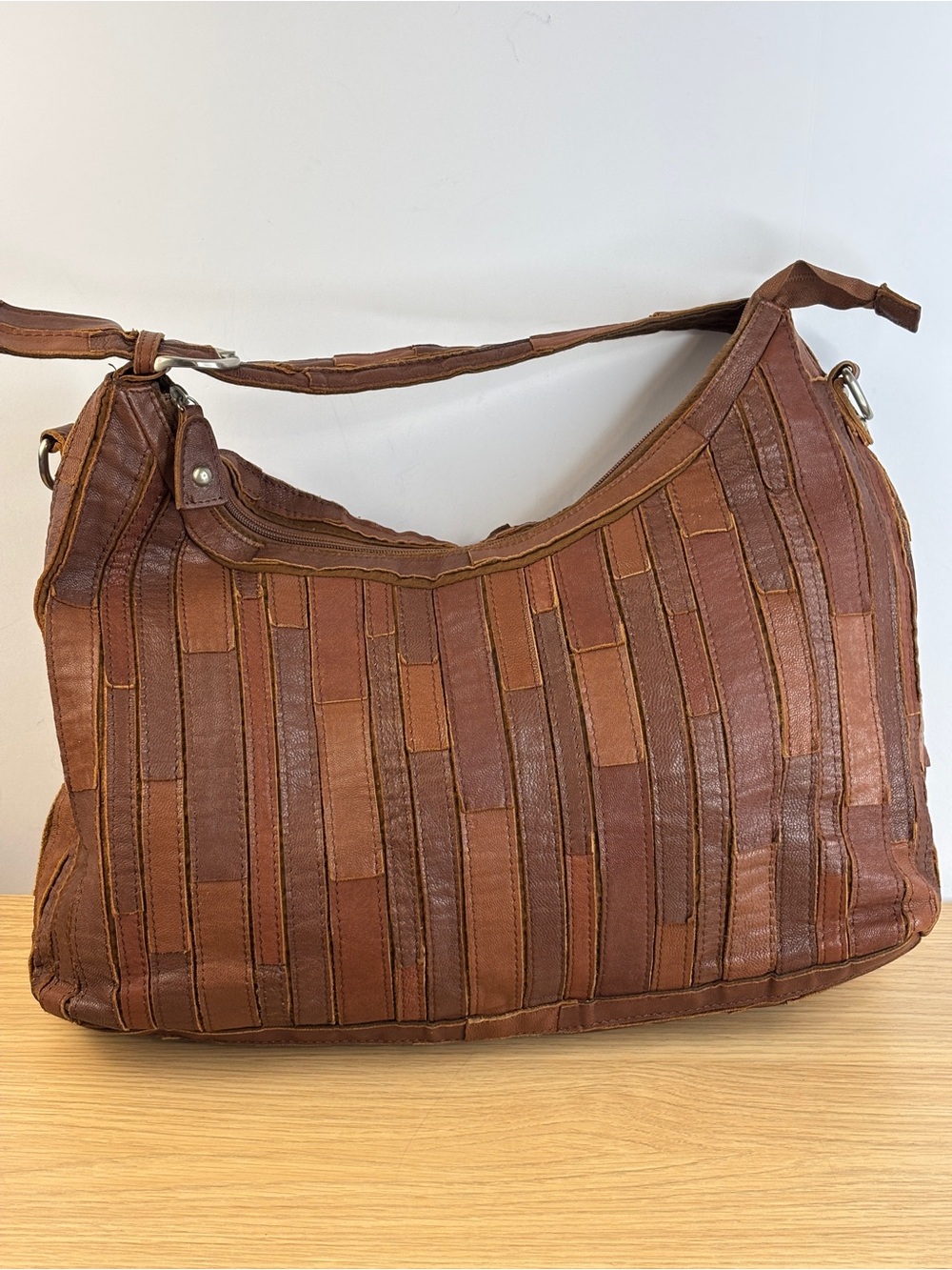 Chocolate Blu Multi-brown Color Leather Slouch Shoulder Bag‎